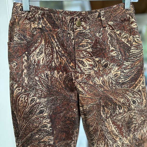 Dana Buchman Pants - Dana Buchman vintage paisley leaf cotton twill 5 pocket pants brown Size 6P